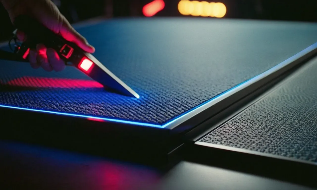 A close-up shot capturing the sleek and slim design of the best light pad for weeding vinyl, illuminated with soft, evenly distributed light, enhancing the intricate details of the vinyl design.