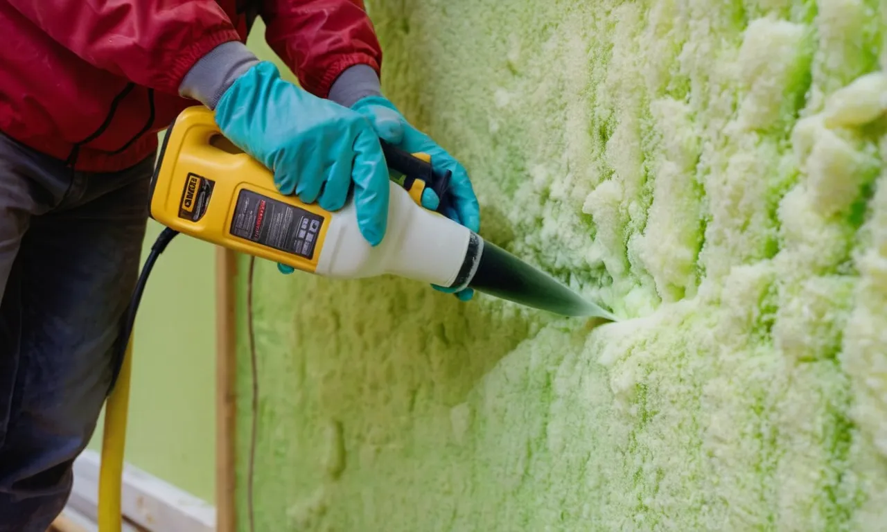 A close-up shot captures a professional applying the "best spray foam insulation for exterior walls," ensuring a smooth and even coverage, providing superior insulation and energy efficiency.