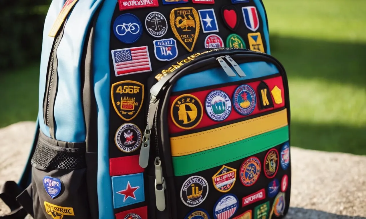 A close-up shot of a backpack covered in colorful patches, showcasing their durability and perfect adhesion, symbolizing the effectiveness of the best glue for patches.