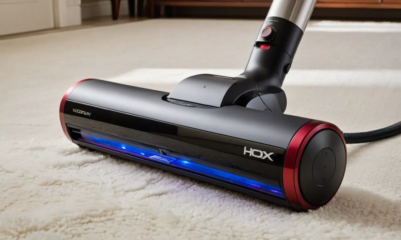 A close-up shot of a sleek, cordless vacuum with a removable battery, showcasing its modern design and versatility for convenient cleaning.