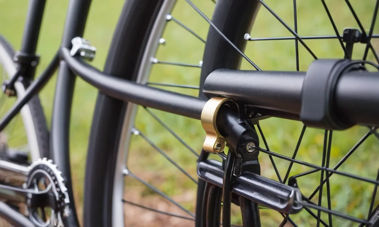 A close-up shot of a sturdy bike lock securely fastened around a bike frame, showcasing its strength and reliability in deterring theft.