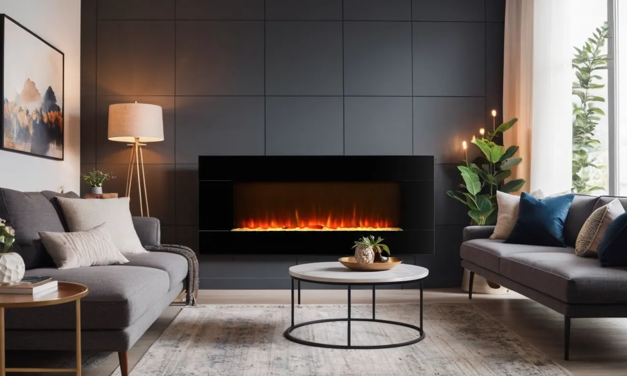 A cozy living room adorned with a sleek 36-inch electric fireplace insert, radiating a warm and inviting ambiance, creating the perfect setting for relaxation and comfort.