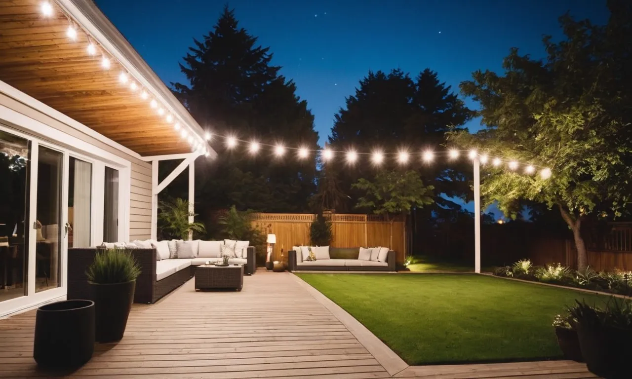 A captivating photo capturing the brilliance of a well-lit outdoor space at night, showcasing the powerful illumination of the best LED flood lights with a built-in motion sensor.