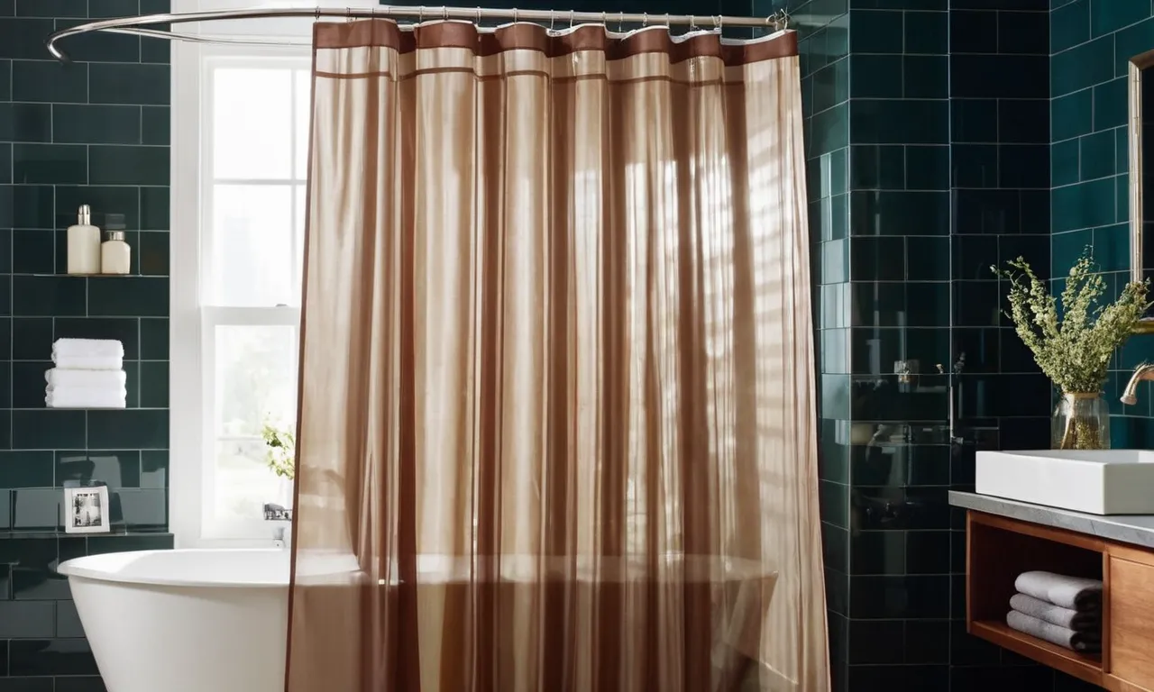 A close-up shot capturing the sleek and modern design of a weighted shower curtain hanging gracefully in a walk-in shower, adding both functionality and style to the bathroom space.