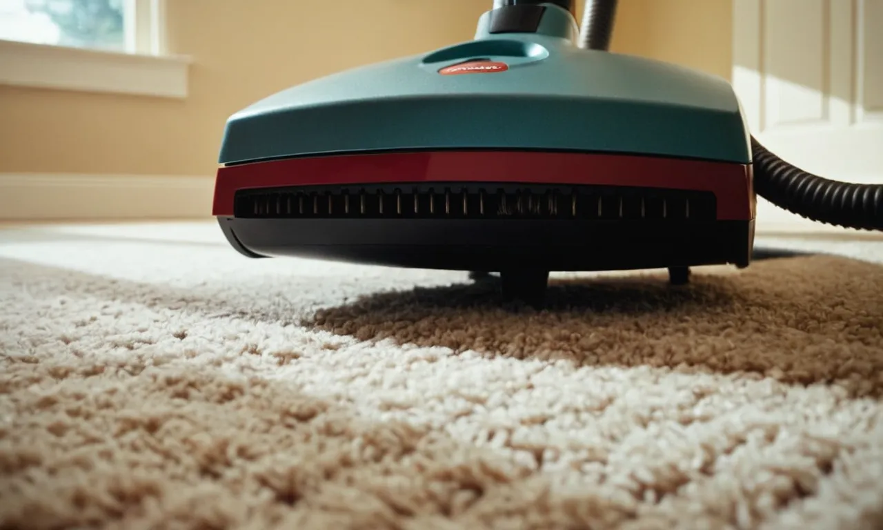 A close-up shot of a sleek, powerful shark vacuum effortlessly sucking up pet hair from a carpet, showcasing its effectiveness and suitability for tackling pet-related messes.