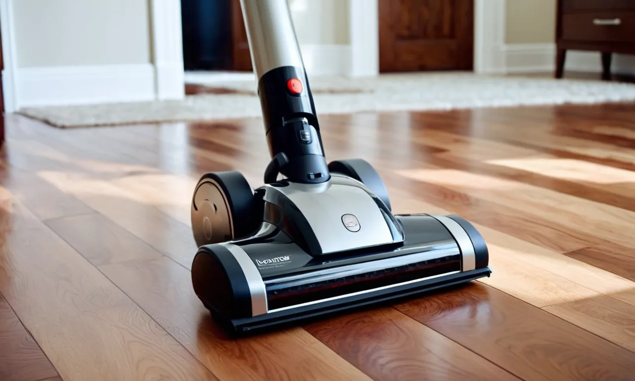 A close-up shot of a sleek, modern vacuum cleaner gliding effortlessly over pristine hardwood floors, capturing every strand of pet hair, showcasing its powerful suction and specialized attachments.