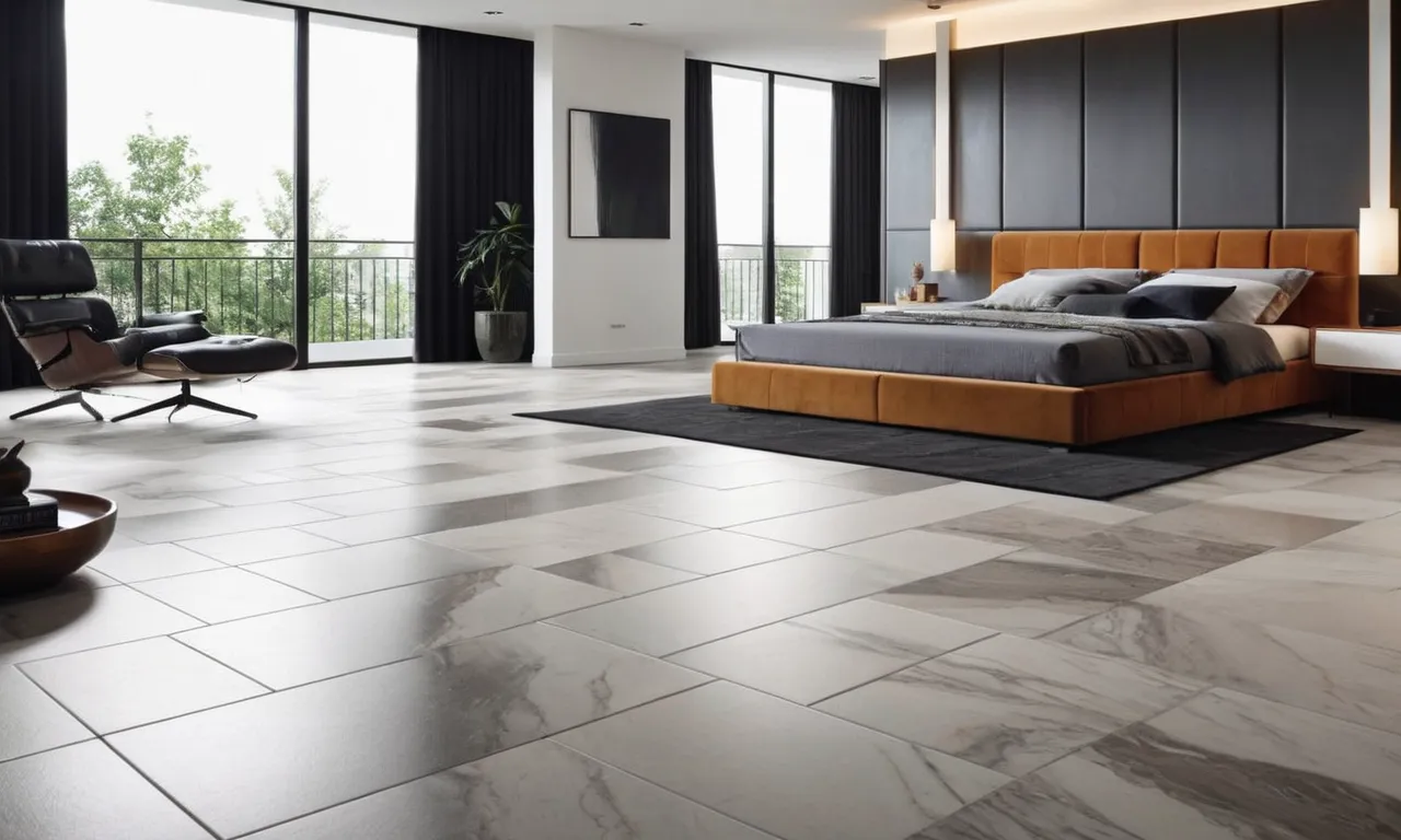The photo captures a beautifully designed room with a seamless installation of the best peel and stick floor tiles, showcasing their durability, elegance, and effortless application.