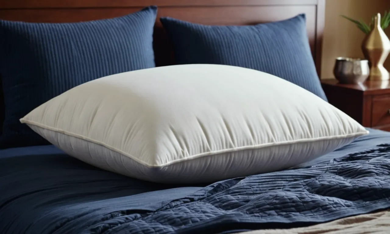 A close-up shot of a comfortable pillow, perfectly molded to accommodate both side and stomach sleepers, showcasing its plushness and support.