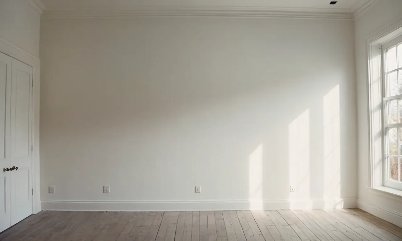 A crisp, clean photo capturing a beautifully painted white wall in a well-lit room, showcasing the smooth texture and flawless finish of the best white paint for interior walls.