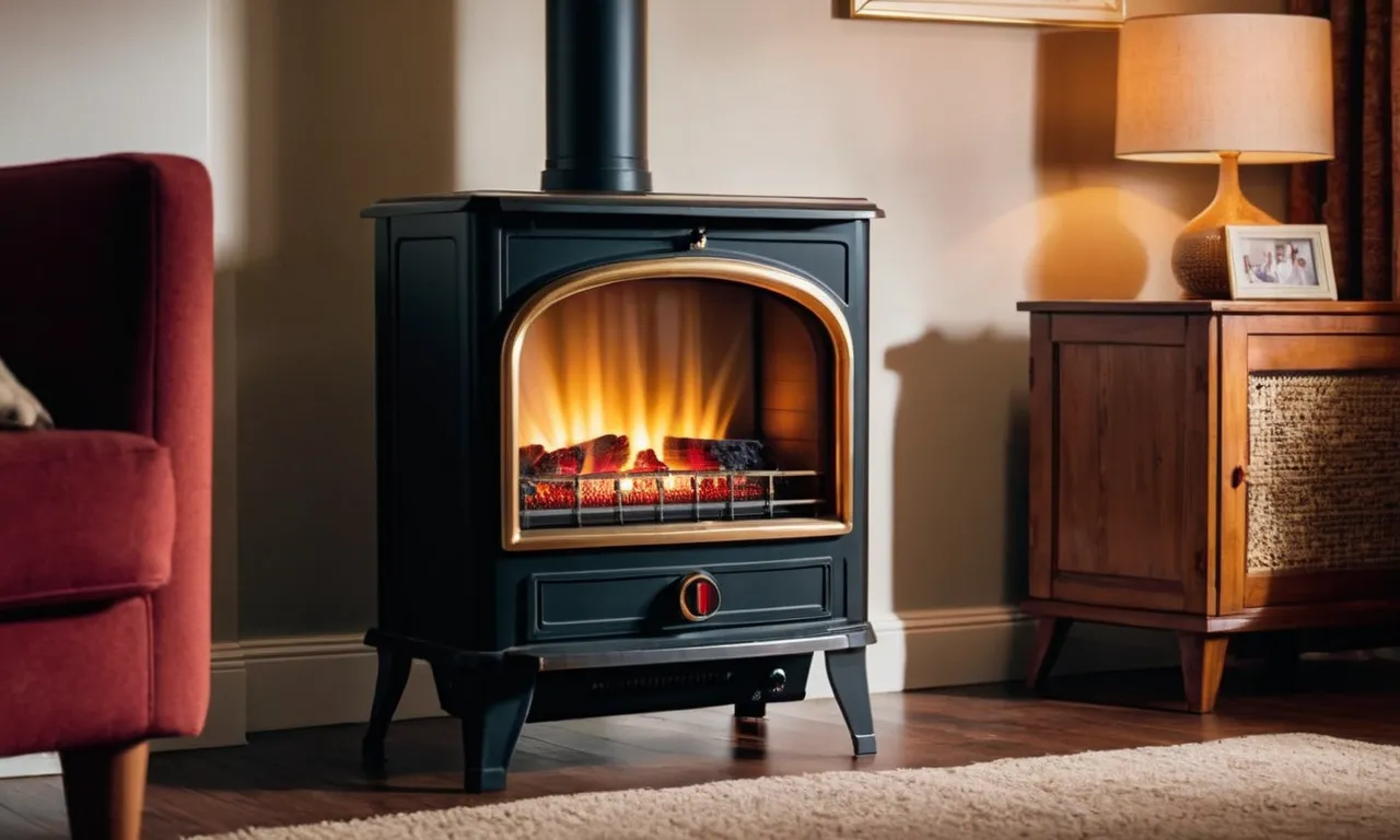 In the photo, a cozy living room is illuminated by the warm glow of a kerosene heater, providing both comfort and efficiency for indoor use.