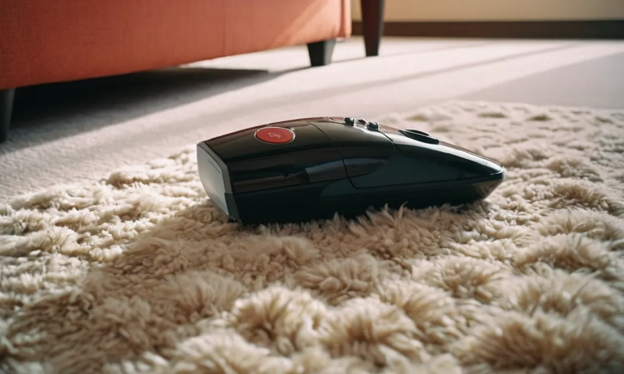 A close-up image of a sleek hand vacuum with specialized pet hair attachments, surrounded by a pile of fluffy pet hair, showcasing its effectiveness in removing pet hair from furniture and carpets.