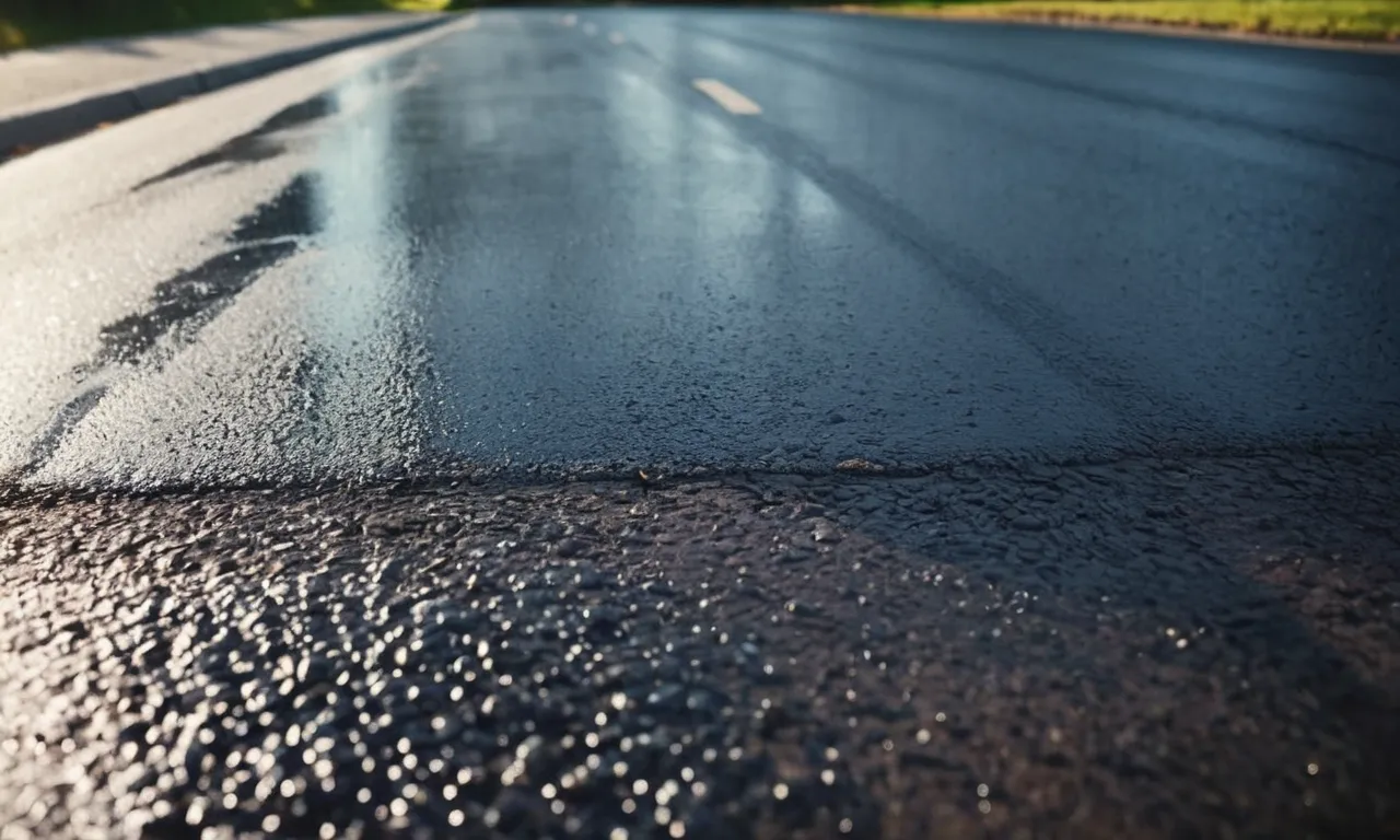 A close-up shot of a freshly sealed asphalt driveway, showcasing its smooth, glossy finish, and providing a protective layer against elements, enhancing its longevity and appeal.
