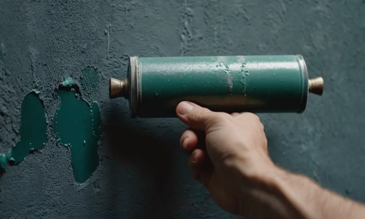 A close-up shot capturing a hand holding a paint roller, gliding smoothly across a textured wall, creating an even and flawless finish.