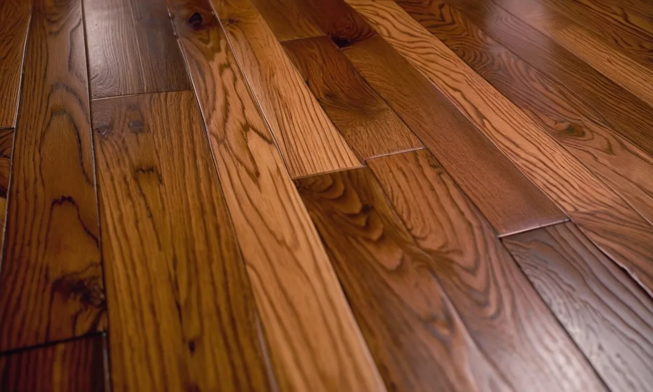 A close-up shot of a beautifully polished red oak floor, showcasing the rich, warm tones achieved by using the best stain for red oak floors.