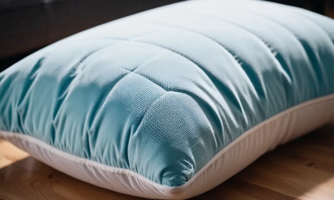 A close-up shot of a comfortable pillow with a contour design, specifically designed to alleviate rotator cuff pain, showcasing its supportive features and soft fabric.
