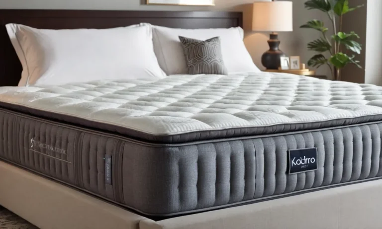 A serene image capturing a luxurious bedroom with a plush cooling mattress topper, inviting relaxation and comfort, while showcasing its innovative cooling technology for a restful sleep.