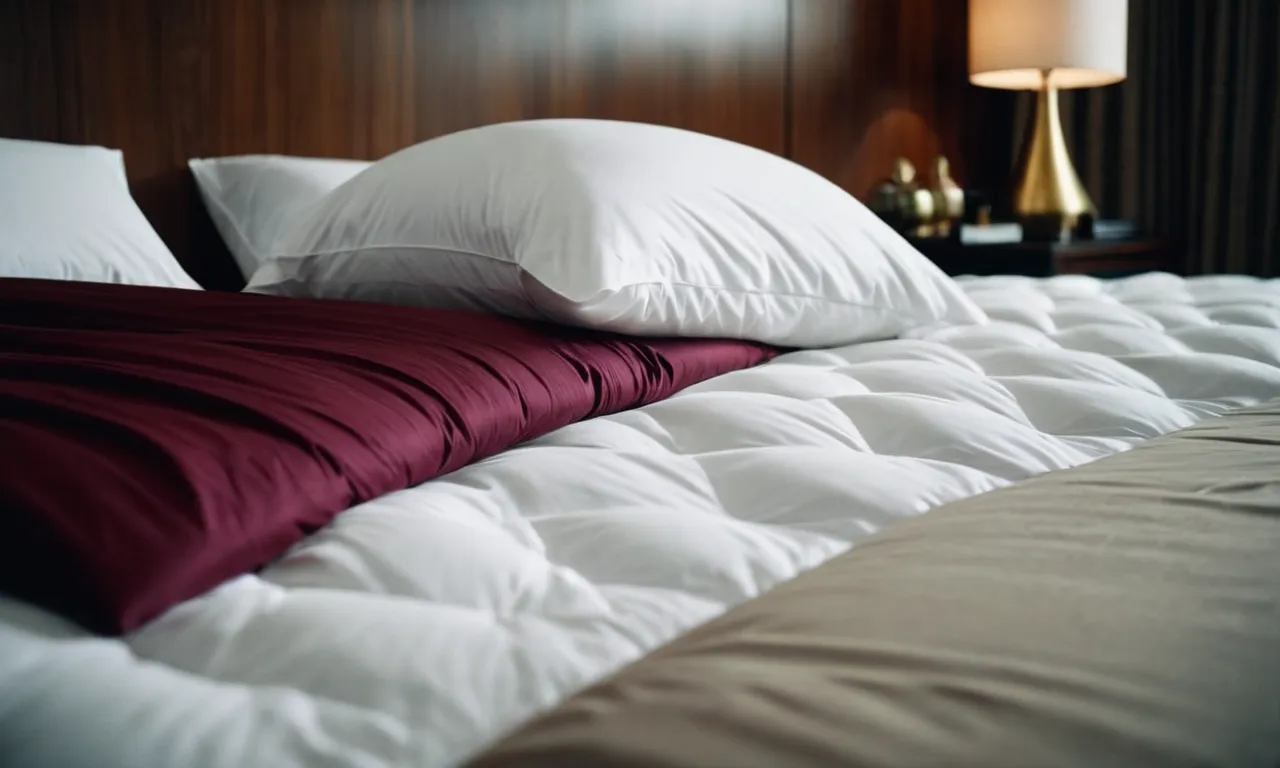 A close-up photo showcasing a perfectly made bed with neatly tucked and wrinkle-free fitted sheets, highlighting their ability to stay tight and snug throughout the night.