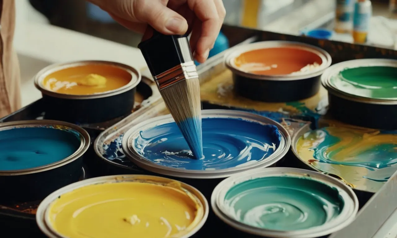 A close-up photo capturing the meticulous process of cleaning a paint tray, showcasing the swirling water removing every trace of paint, reflecting the artist's dedication to a clean and organized workspace.
