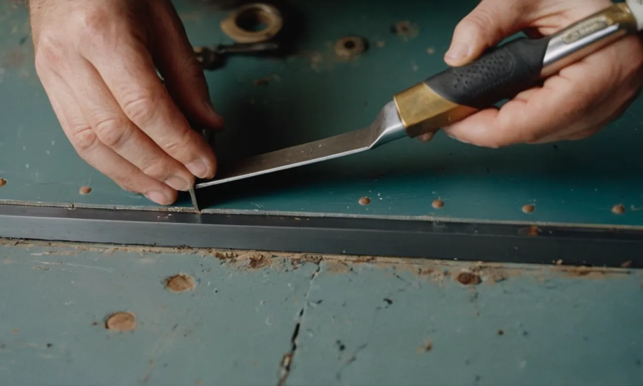 A detailed painting showcasing the step-by-step process of installing a metal door frame, capturing the precision, tools, and techniques involved in this skilled task.