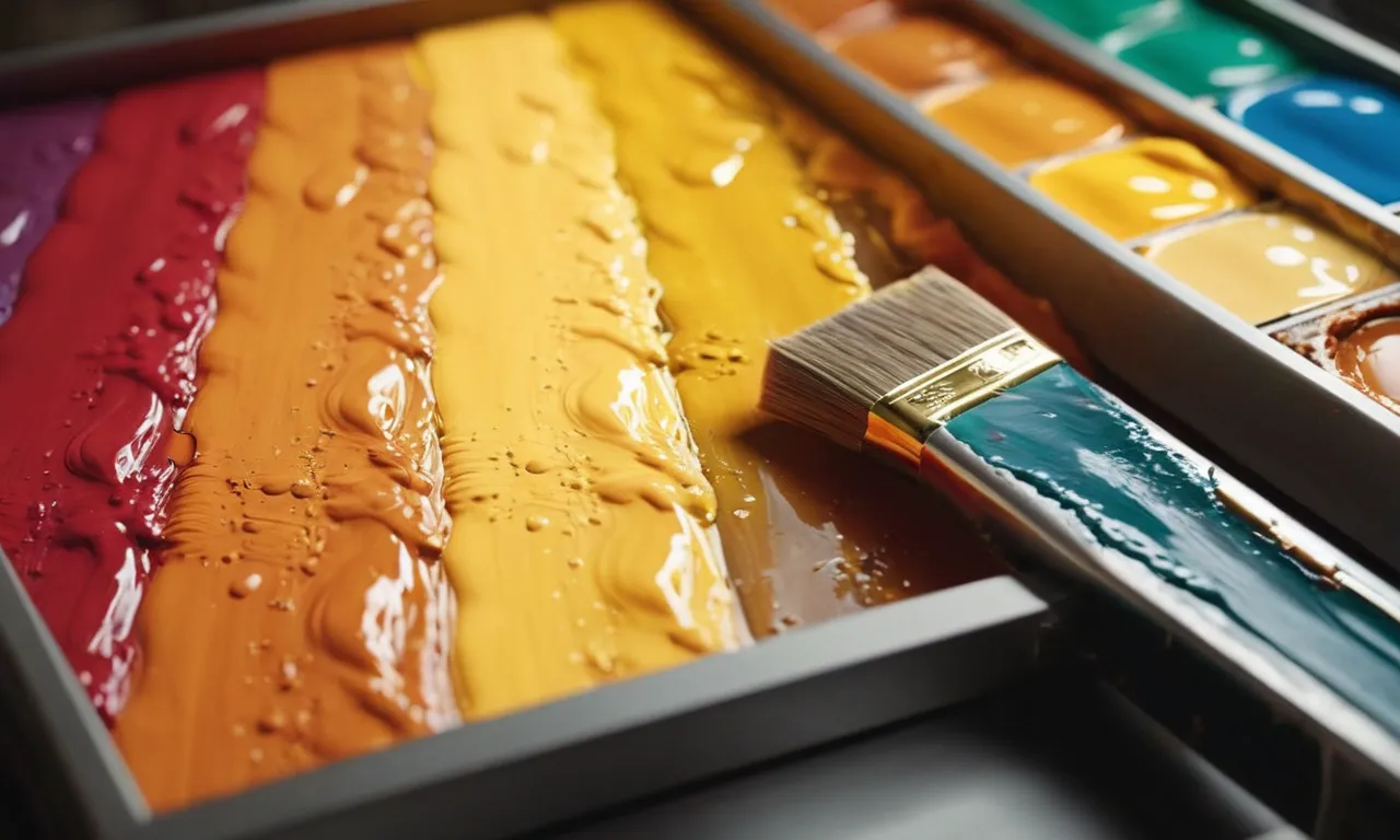 A vibrant canvas captures the art of color mixing, revealing the step-by-step process of creating radiant yellow hues through the harmonious blend of paint.