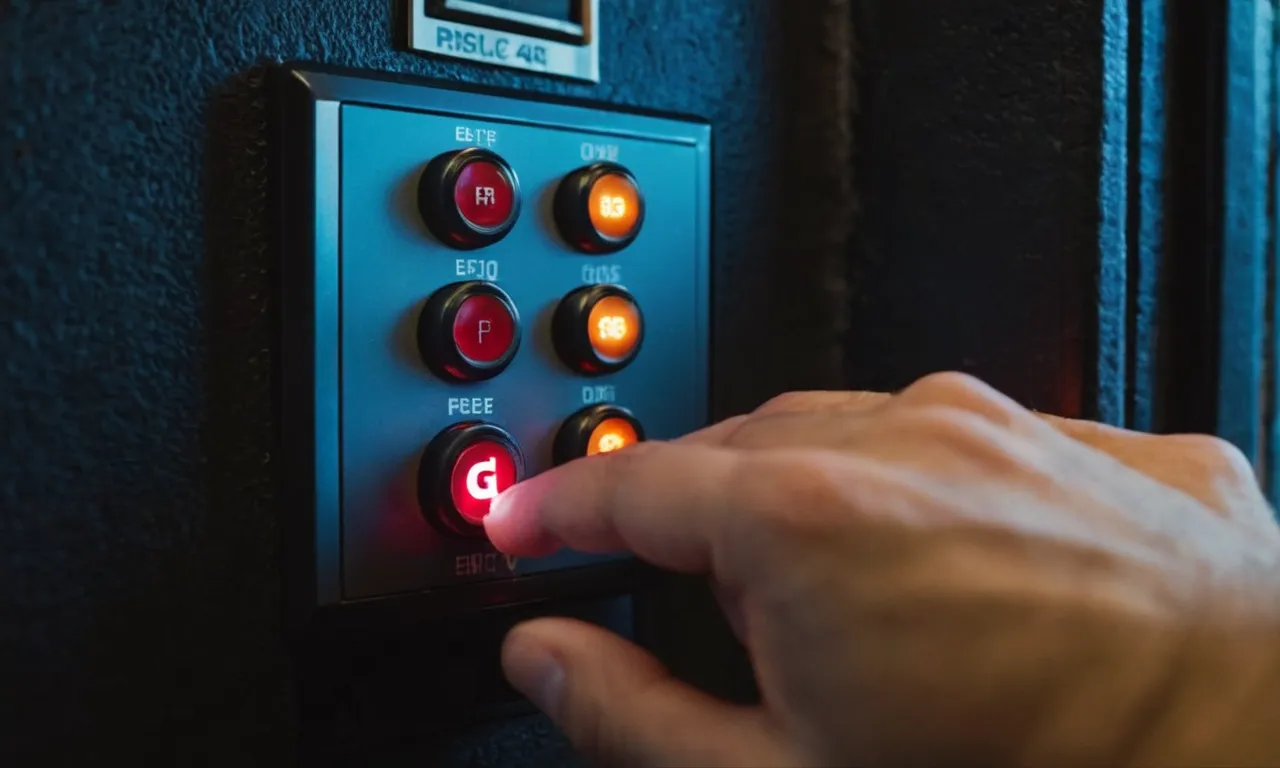 A close-up photo showcasing a garage door keypad with illuminated buttons, capturing the fingers of a person expertly programming the code, symbolizing the process of setting up the garage door keypad.