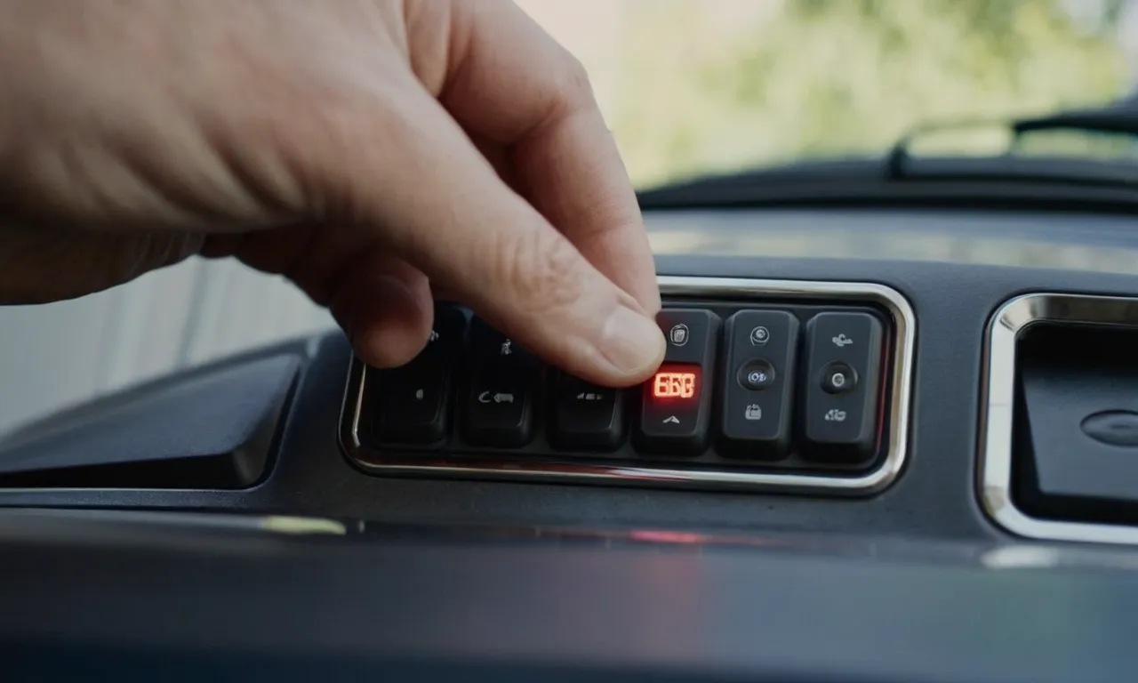 A close-up shot capturing the hands of a person holding a garage door remote, their fingers delicately pressing the buttons, as the garage door slowly opens in the background.