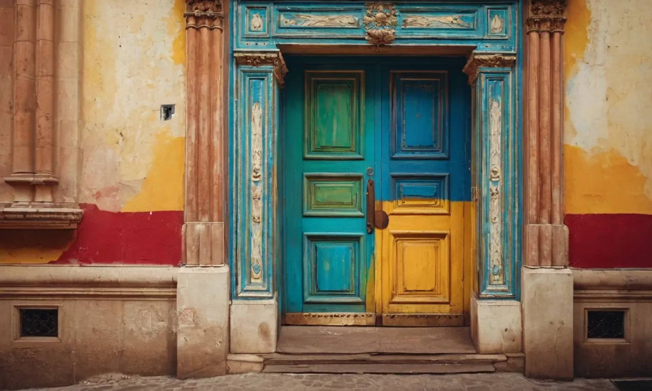In the painting, a closed door is depicted with vibrant colors and intricate details, symbolizing the uncertainty of opportunities. The phrase "if it doesn't open, it's not your door" is written boldly, emphasizing the importance of perseverance and findi
