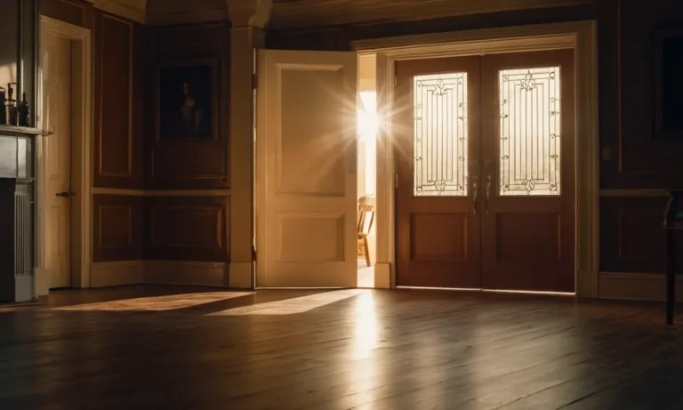 A mesmerizing canvas captures the moment a door creaks open, flooding the room with ethereal light, illuminating every corner with a warm and inviting glow.