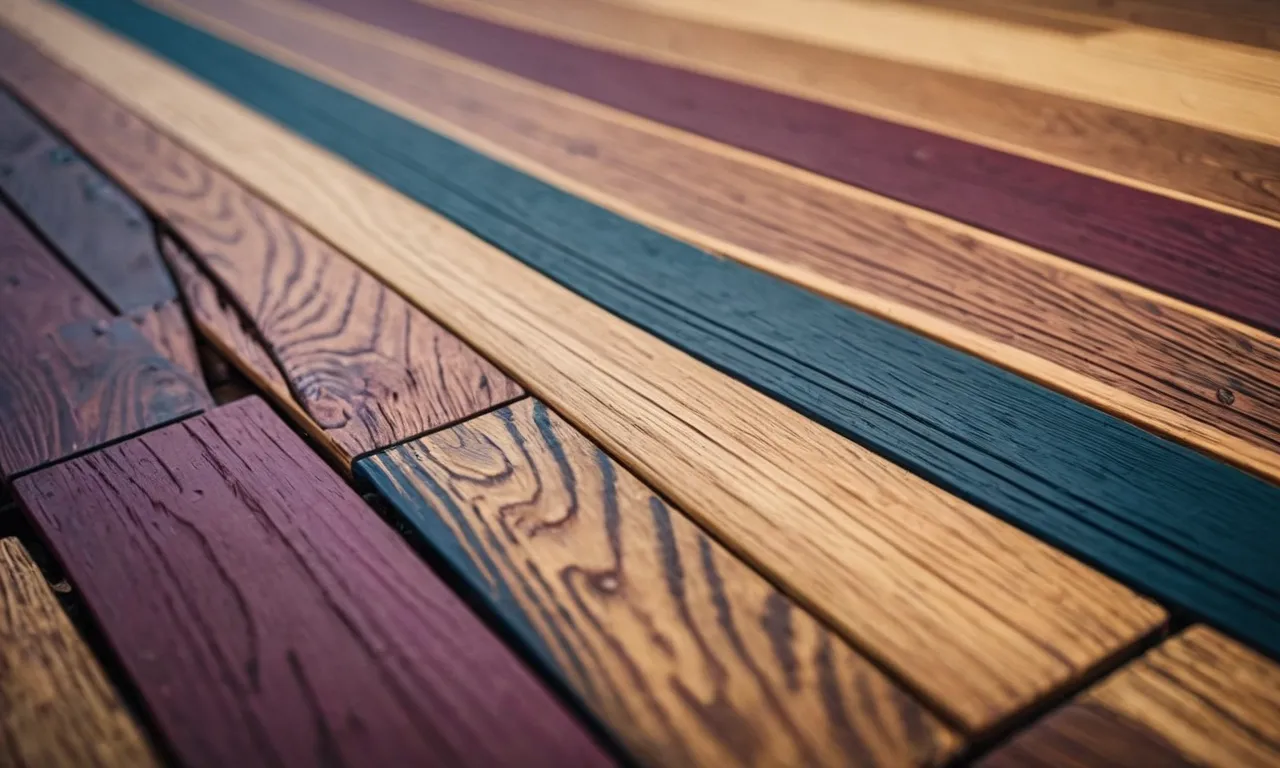 A vibrant, close-up image capturing the intricate texture and color variations of composite decking, showcasing its natural wood-like appearance and inspiring creativity for further customization through painting.