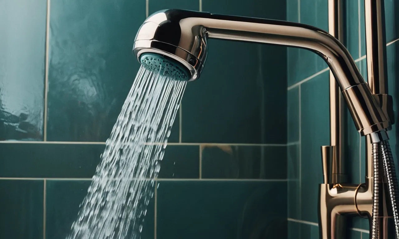 A painting capturing the intimacy of a shower head connecting to a faucet, blending water, metal, and flowing lines into a harmonious composition.