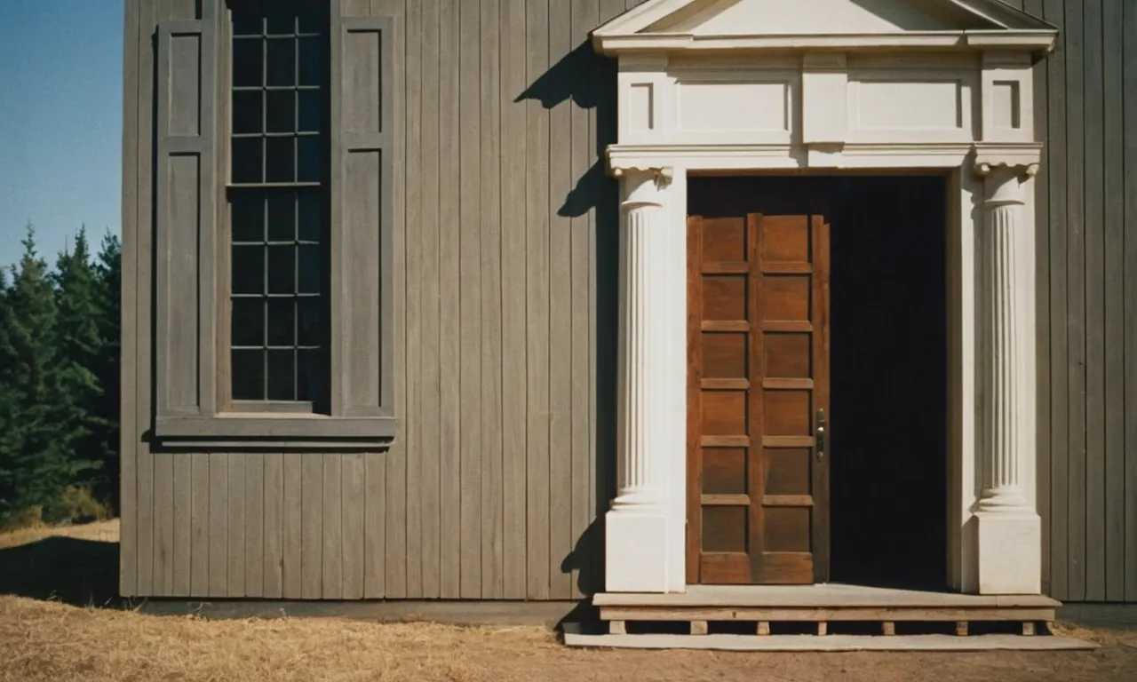 A captivating painting captures the enigmatic essence of a "man door," depicting a solitary figure hesitating at the threshold, symbolizing the choices, opportunities, and uncertainties that await on the other side.