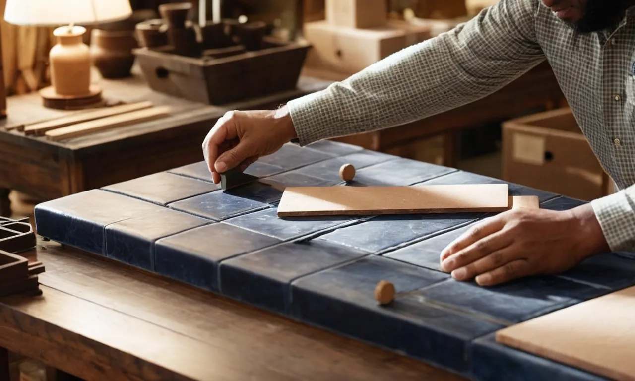 A close-up photo of a Pottery Barn employee assembling furniture in the brand's Sutter Street Workshop, USA.