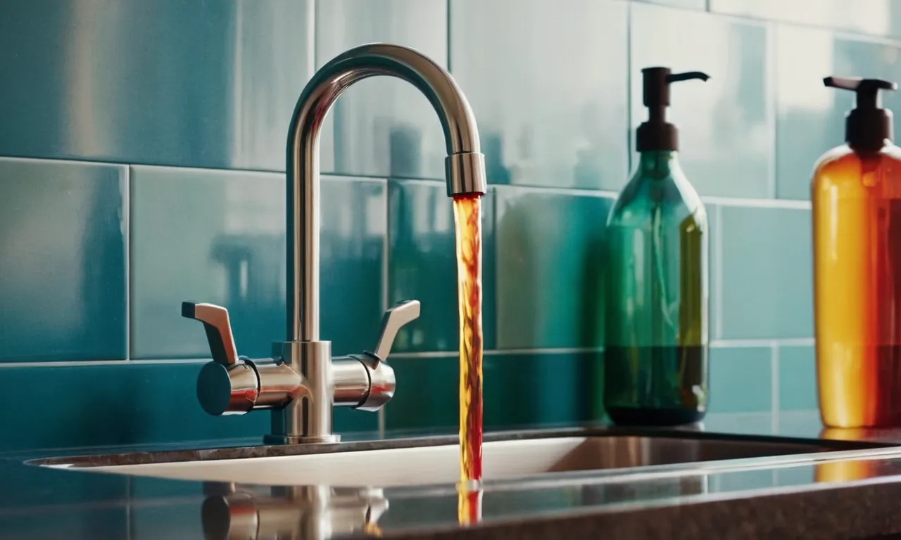 A painting capturing the contrasting temperature of water, as warm hues dance on one side of a faucet while cool shades dominate the other, evoking a sense of tactile sensation.