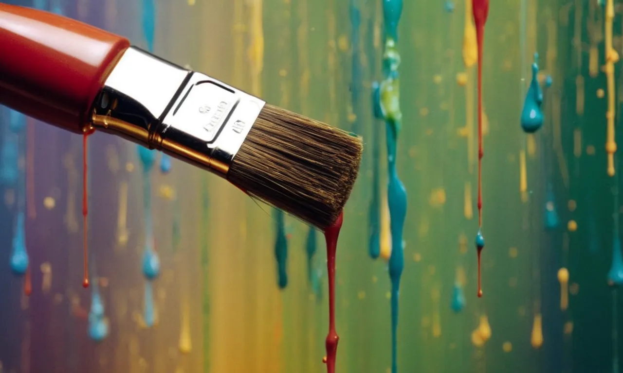 A vivid canvas depicts a paintbrush suspended mid-air, poised to apply a layer of oil over a drying latex base, capturing the uncertainty and potential consequences of this artistic experiment.